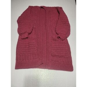 Homemade 2XL Tall Pink Cardigan with Pockets 100% Acrylic